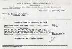 WOODWARD WATER WHEEL GOVERNORS.  Catalogue M.    Invoice from 1918.