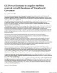 GE Power Systems to acquire the Hydroelectric turbine control retrofit business of the Woodward Governor Company.