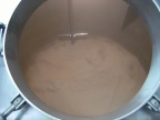 The hot wort after about 90 minutes of sparging in the brewing process, going into full wort boiling process soon.