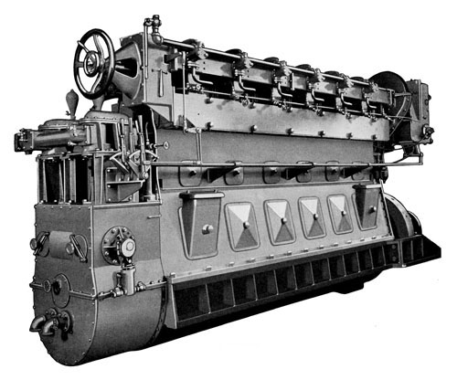 A Fairbanks-Morse diesel engine with a Woodward EG10 governor